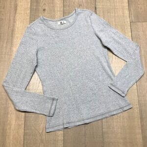 American Giant Shirt Top Womens Size XL Gray Thermal Waffle Knit Long Sleeve